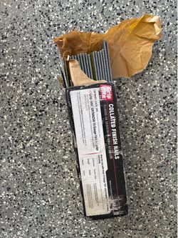 Electrogalvanized Grip-Rite finish nails are 2 inches long with a 15 gauge thickness.
