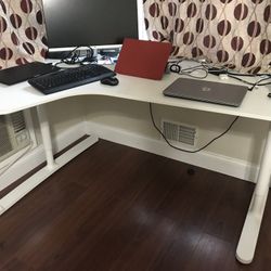 Ikea Long And Curve Computer Desk White Beautiful Desk. $100