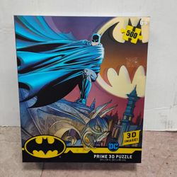 The 500-piece DC Prime 3D Puzzle featuring Batman offers a dynamic visual experience with its lenticular or 3D effects