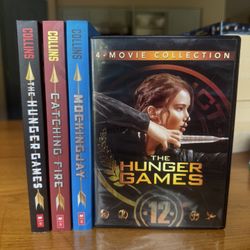 The Hunger Games Books (3/4) and 4 Movie DVD Set