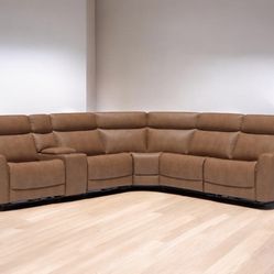 New 6 Piece Luxury Leather Power Sectional 