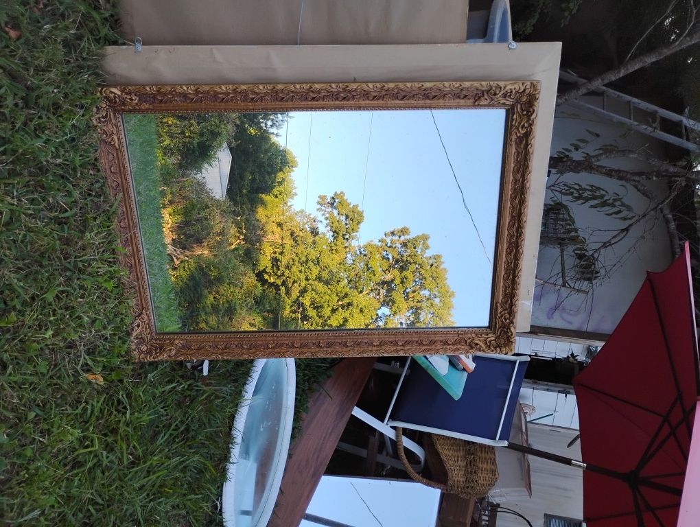 Large Size Vintage Mirror Framed In Bonded Copper