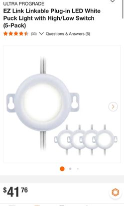 ULTRA PROGRADE EZ Link Linkable Plug-in LED White Puck Light with High/Low Switch (5-Pack)
