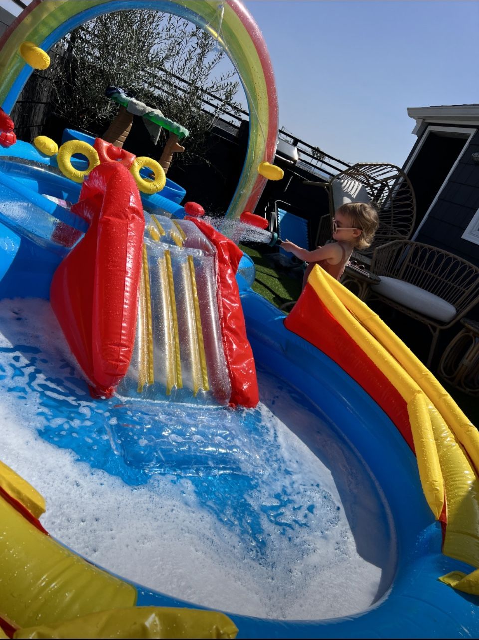 Inflatable Pool With Slide & Waterfall