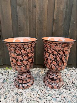 Mexican Talavera Terracota-Black Planters, Pottery, Clay Pots.