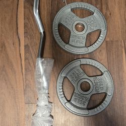 Curl Bar And Weights 