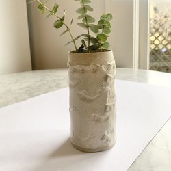2 Hand Built Ceramic Cups / Unique Flower Vases