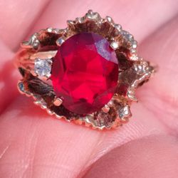 10k Vintage Natural Ruby & Diamond Ring