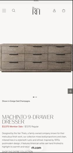 RH Modern Grey Wood 9-Drawer Dresser