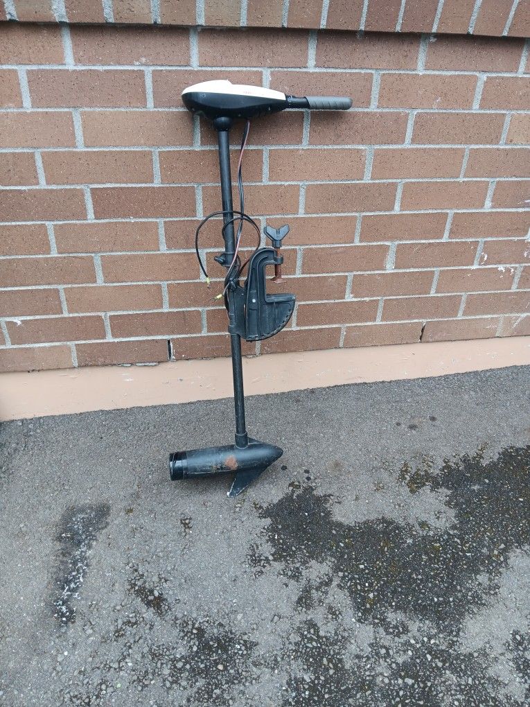 minn Kota trolling motor 38 lb thrust has extended Handel and it has a long shaft 46 ins works great