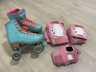 Impala Aqua And Pink Roller skates With Pad Set