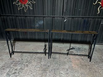 2-pack Narrow Console Sofa Table w/ Charging Station