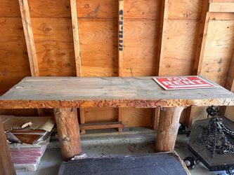 Rustic Live Edge Wood Table with Log Legs