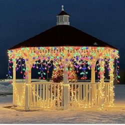 1280 Led Icicle Christmas Lights Outdoor Decorations 131 FT 8 Modes Timer IP44 Waterproof Christmas String Lights Changing LED Curtain Fairy Lights fo
