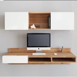 Wall Mounted Desk And Cabinet