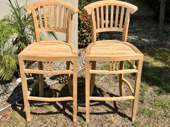 Teak Wood Outdoor Bar Stools – Set of 2