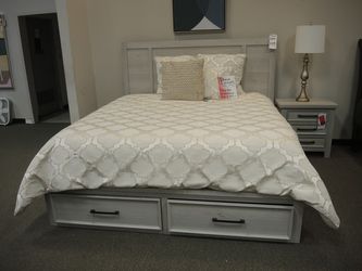 Ava King Storage Bed - Light Gray | Headboard