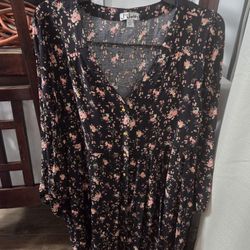 Black Floral Dress Size L