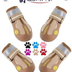 QUMY Dog Shoes for Large Dogs, Medium Dog Boots & Paw Protectors for Winter Snowy Day, Summer Hot Pavement, Waterproof in Rainy Weather, Outdoor Walki