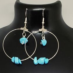 NEW -Turquoise Blue - 1 1/2" Inch Hoops