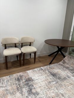 round dining set brown and beige