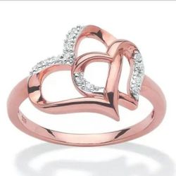 Beautiful Womens Double Heart Ring