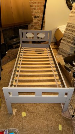 Gray Kids Toddler Bed Frame with Slats