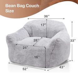 Homguava Beanbag Chair Bean Bag Chairs for Adults Bean Bags Giant Bean Bag Sofa with Spacious Cushion Bean Bag Couch with Armrest Large Bean Bag Chair