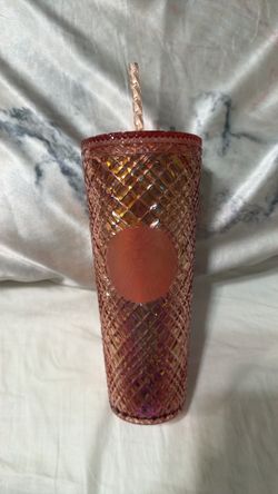 Starbucks 2021 Pink Rose Gold Jeweled Christmas Holiday Tumbler Venti 24oz