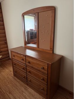 Oak Furniture West 6-Drawer Dresser with Detachable Mirror & Corkboard