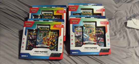 4x Pokémon First Partner Illustration Collection Series 3 — Brand New Sealed Lot