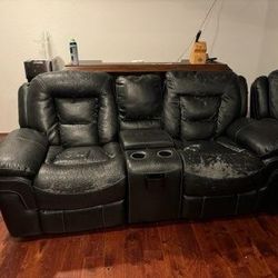 Black Leather Recliner Couch