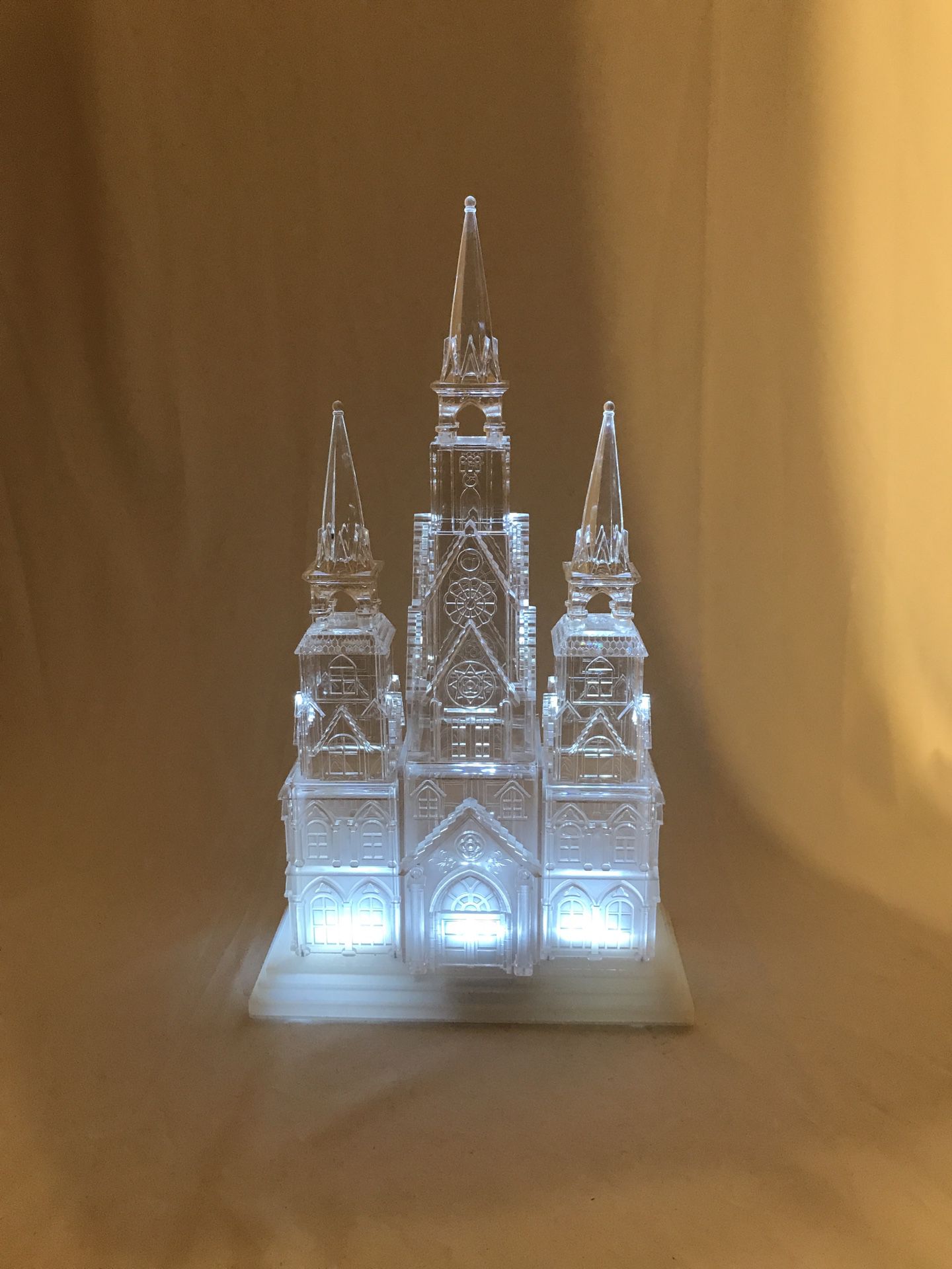 17" Icy Crystal Decorative Religious Illuminated Large Cathedral Figurine