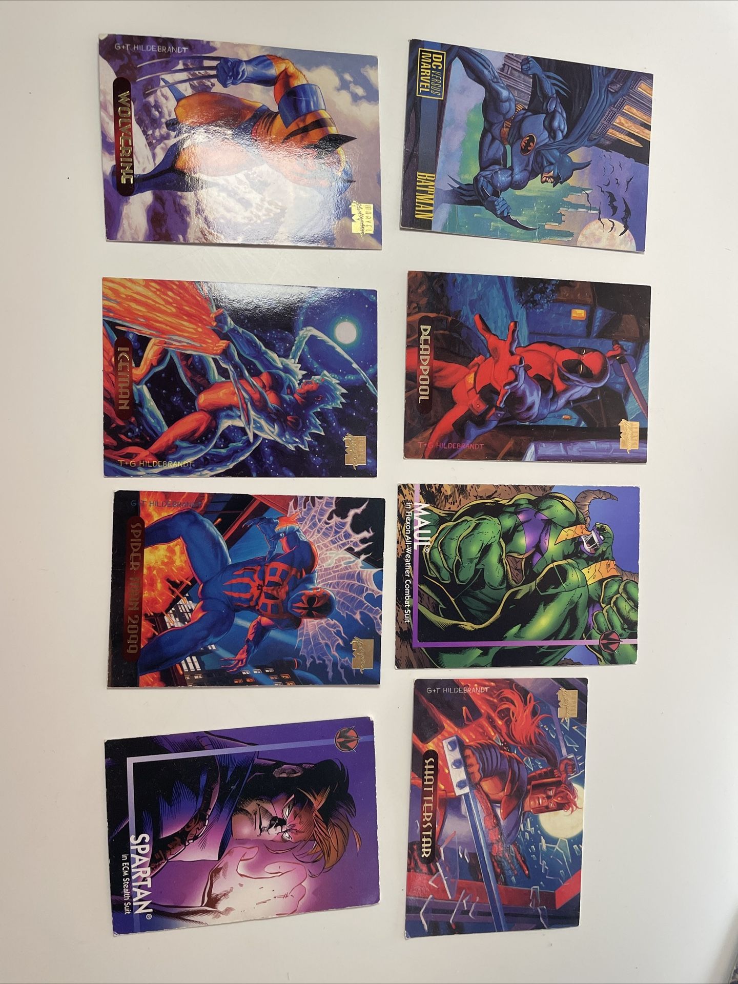 Lot Of 8 Marvel DC Wildcats Vintage Trading Cards Spiderman Wolverine Deadpool