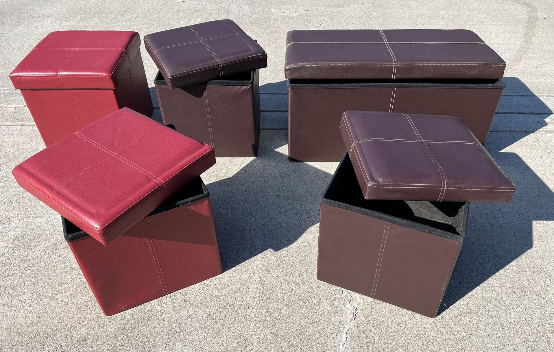 Set of 5 Storage Ottomans 