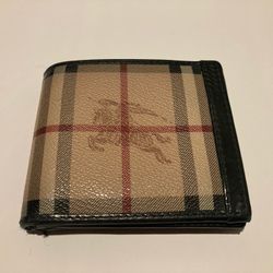 Burberry Haymarket Check Canvas Bifold Leather Wallet