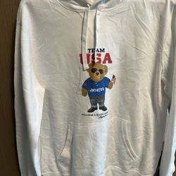 New 239$ Polo Ralph Lauren, Polo Bear Fleece Hoodie Size M USA Olympics Team