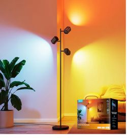 New Govee Tree Floor Lamp Compatible with Matter, 3 Rotatable Lights with LuminBlend Technology, Standing Lamp with 64 Dynamic Scenes, Music Sync, Ide