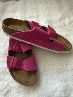 Birkenstock Women’s Arizona Suede Sandals — Fuchsia Pink SIZE 38
