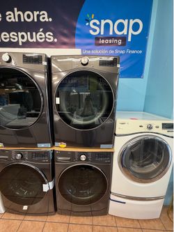 LG Washer and Dryer Electric Black Stainless Steel
