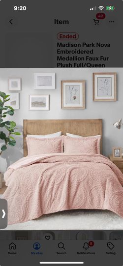 New Madison Park Medallion Faux Fur Pink Full Queen Comforter