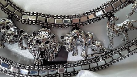 Cheetah bib necklace with matching earrings.