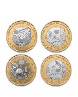 Monedas de 20 pesos del Mundial Mexico
