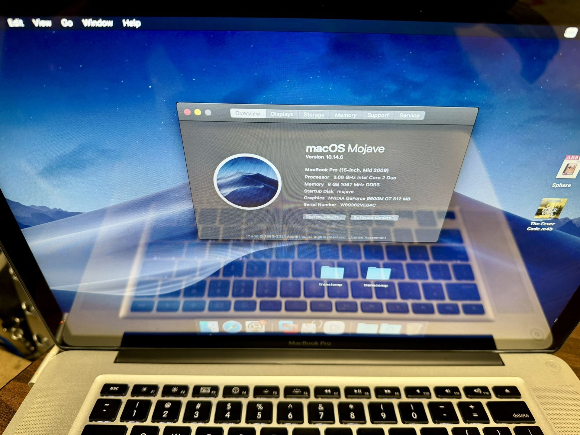 MacBook Pro 15” SD 2009 BTO 3.06 8g 256g ssd