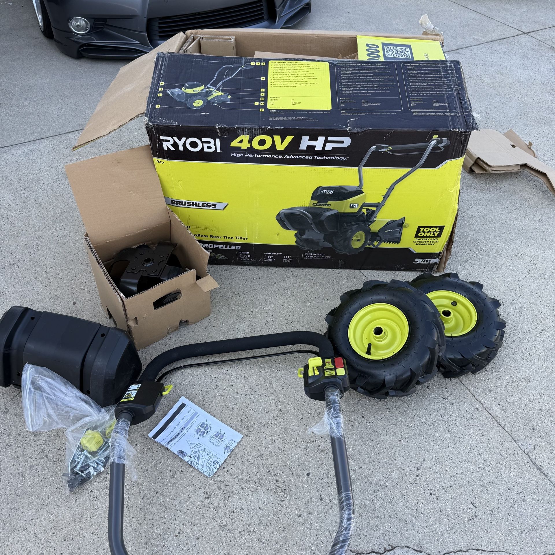 RYOBI 40V HP Brushless 18 in. Battery Powered Rear Tine Tiller (Tool Only)  