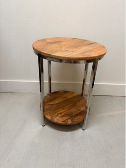 Round Wood & Metal Accent Side Table – Target