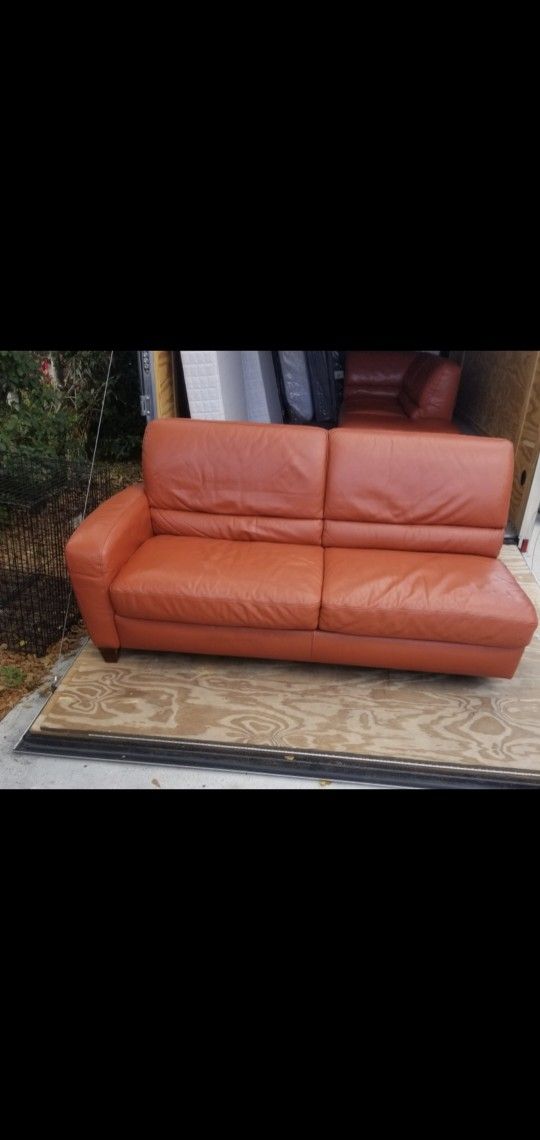It's a two pieceIt's a two piece sectional sleeper sofa leather