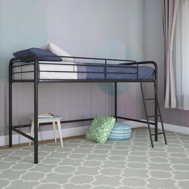 DHP Jett Junior Twin Metal Loft Bed, Black