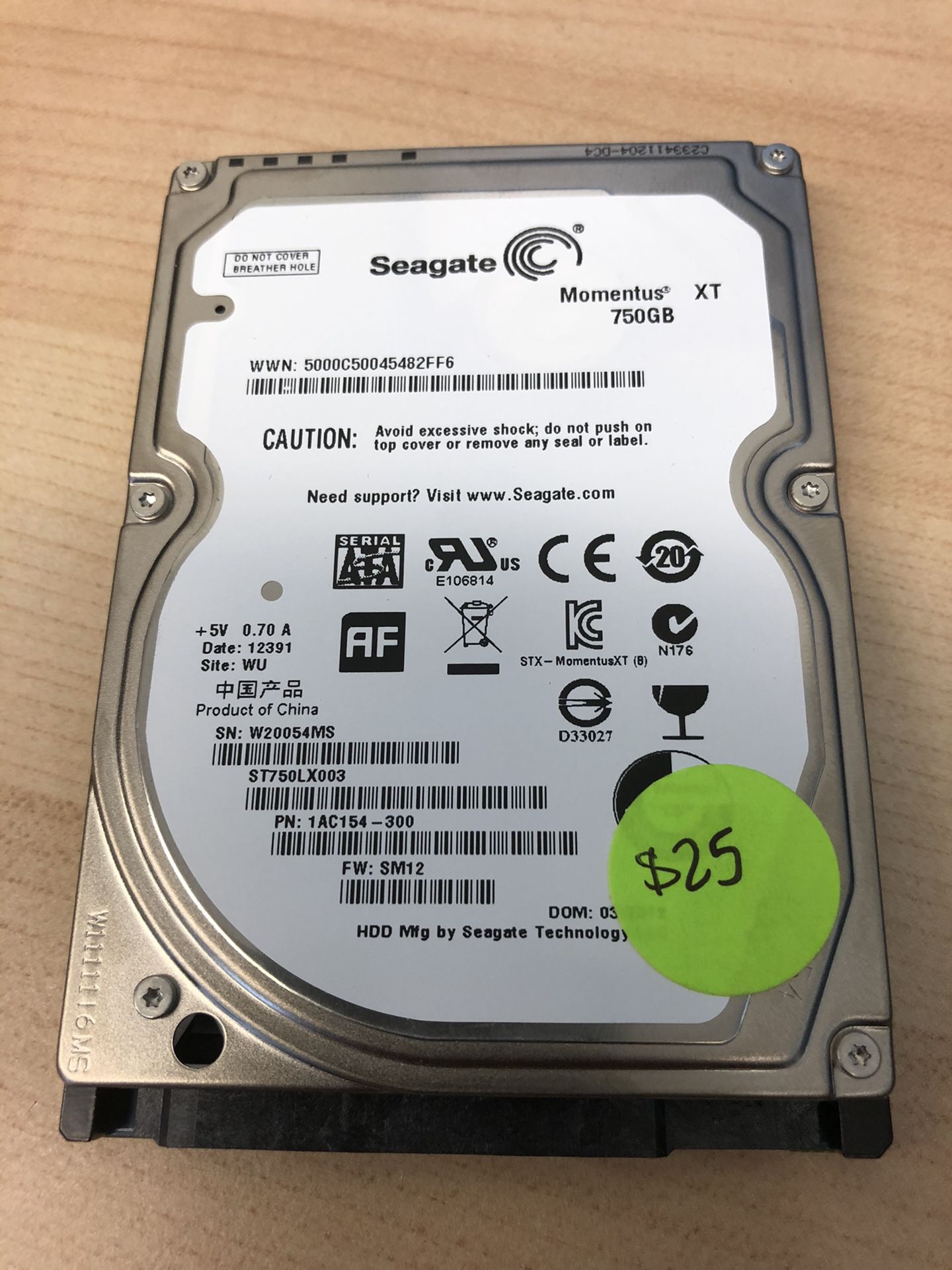 750GB Seagate Momentus XT 2.5” laptop hard drive