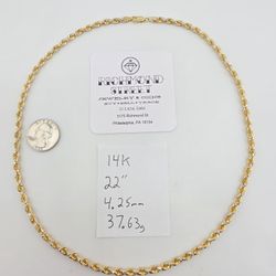 14k gold 22" prism cut 2 tone rope chain